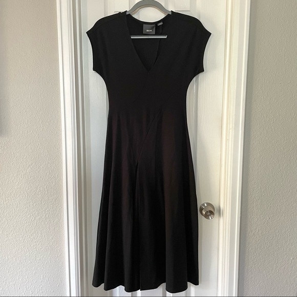 NWOT Anthropologie Maeve black ponte knit Amelia midi dress - Picture 2 of 11
